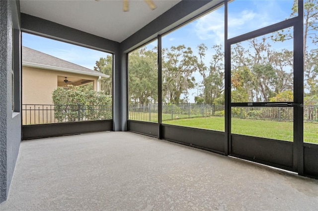 view of unfurnished sunroom