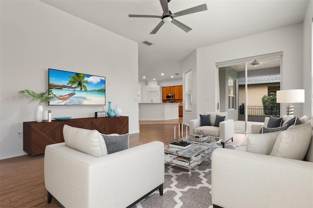 2806 Balforn Tower Way, Winter Garden, FL 34787 - living area with a ceiling fan, wood finished floors, and recessed lighting