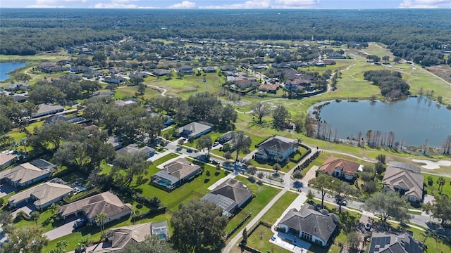 aerial view featuring a residential view and a water view