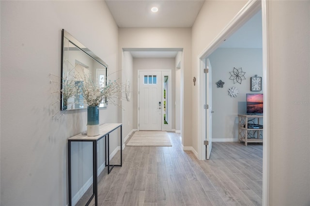 entryway featuring light wood-type flooring