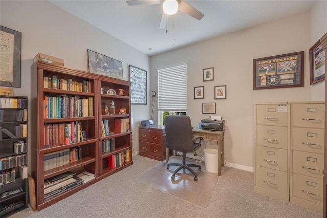 office space with ceiling fan