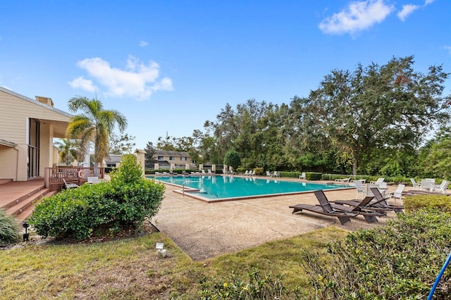 view of pool featuring a patio area