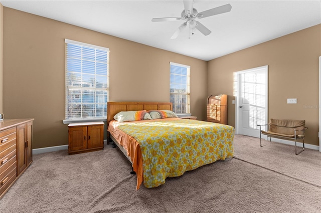 bedroom featuring carpet flooring and ceiling fan