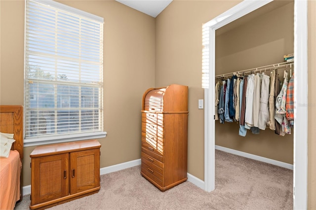 carpeted bedroom with a closet