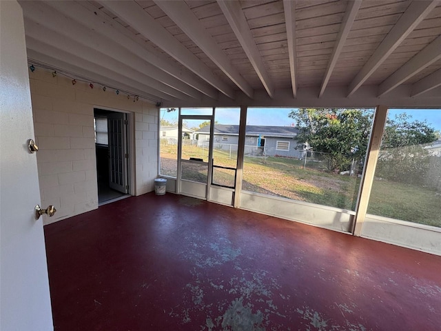 view of unfurnished sunroom