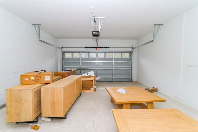 garage with a garage door opener