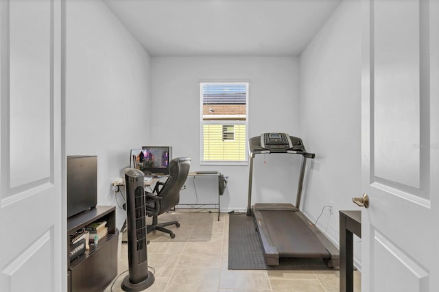 office with light tile patterned flooring