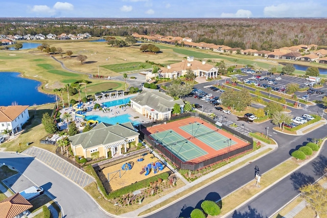 bird's eye view featuring a water view