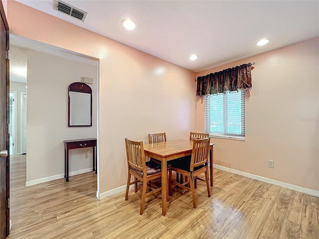 dining area featuring light hardwood / wood-style flooring