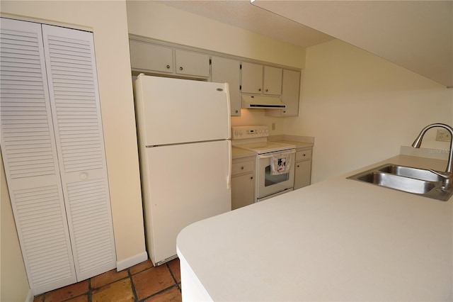 kitchen with white appliances and sink