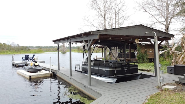 dock area featuring a water view