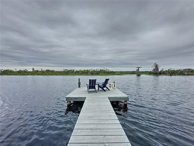 dock area featuring a water view