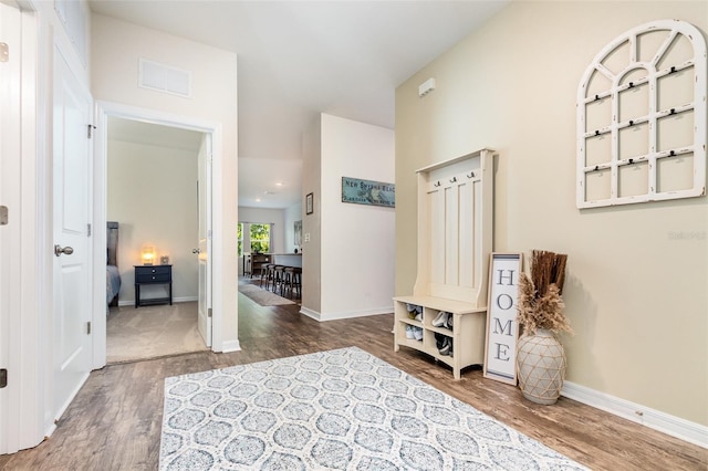 interior space with hardwood / wood-style floors