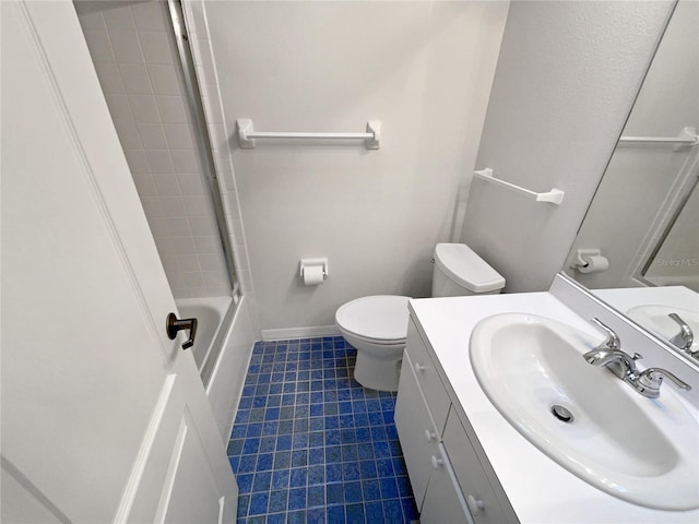 full bathroom with vanity, toilet, and tub / shower combination