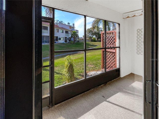 view of unfurnished sunroom