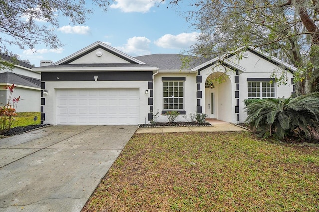 ranch-style home featuring a garage