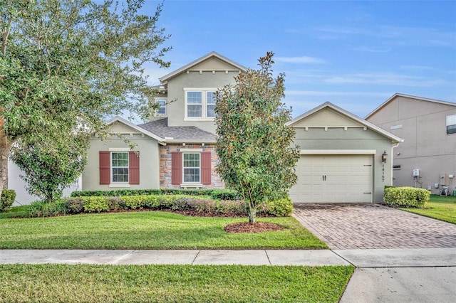 view of front of home with a front lawn