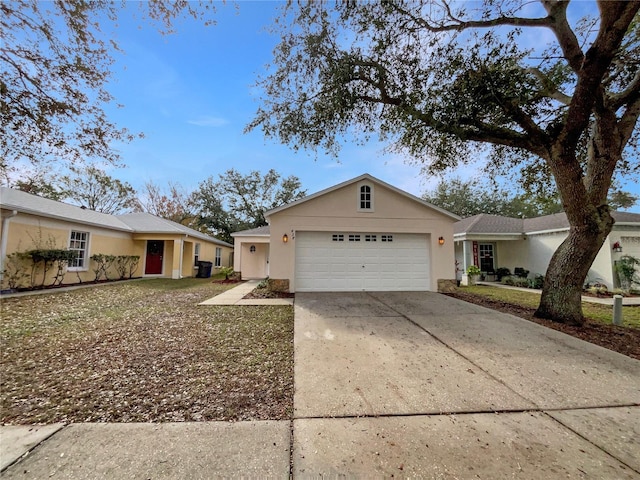 single story home with a garage