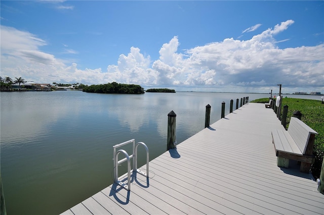 dock area featuring a water view