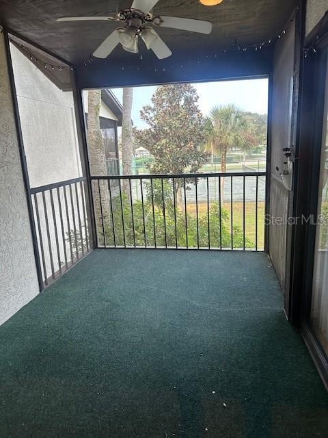 balcony with ceiling fan