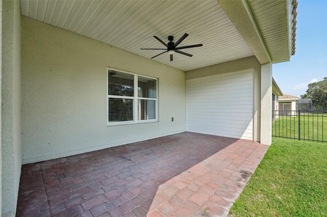 view of patio / terrace with ceiling fan