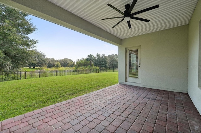 view of patio with ceiling fan