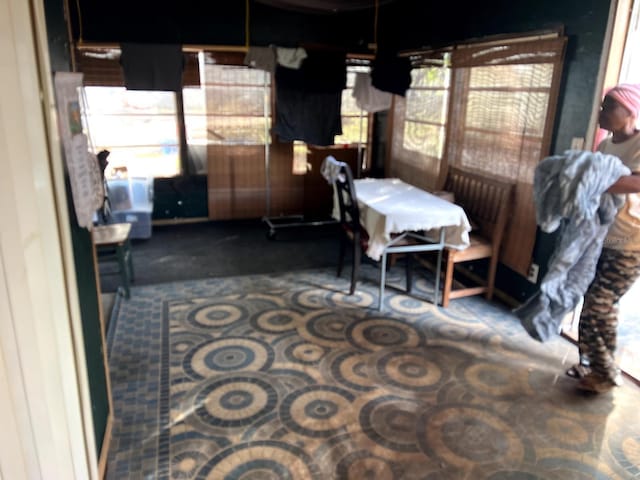 dining area featuring carpet flooring