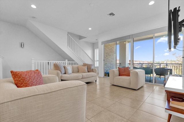 view of tiled living room