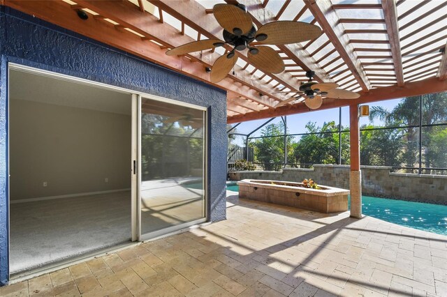 view of patio with ceiling fan