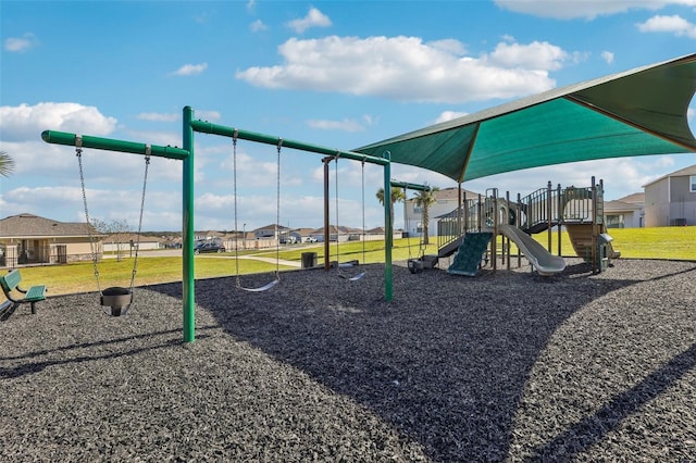 community playground with a lawn