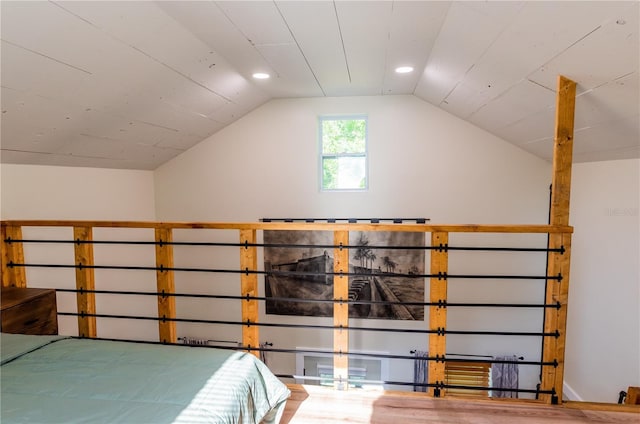 unfurnished bedroom featuring vaulted ceiling