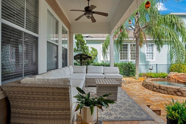 view of patio / terrace featuring outdoor lounge area and ceiling fan