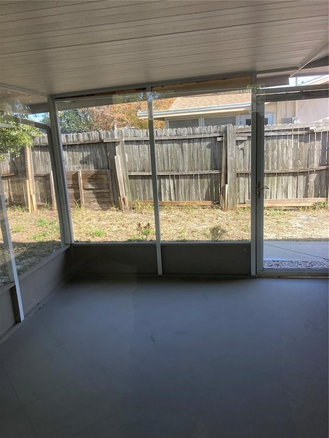 view of unfurnished sunroom