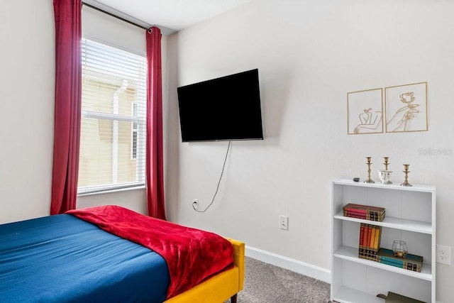 carpeted bedroom with multiple windows