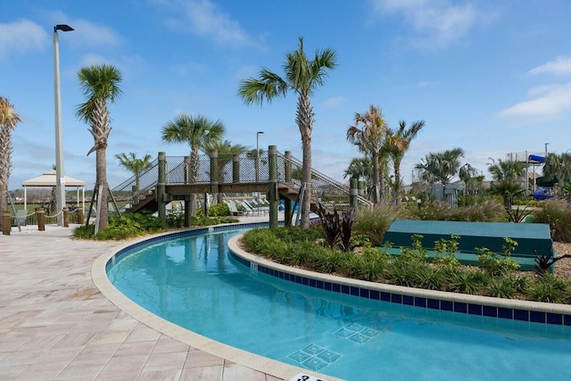 view of pool featuring a gazebo