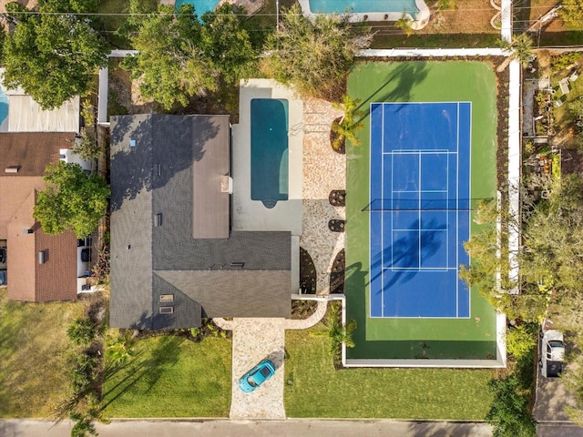 bird's eye view of a pool