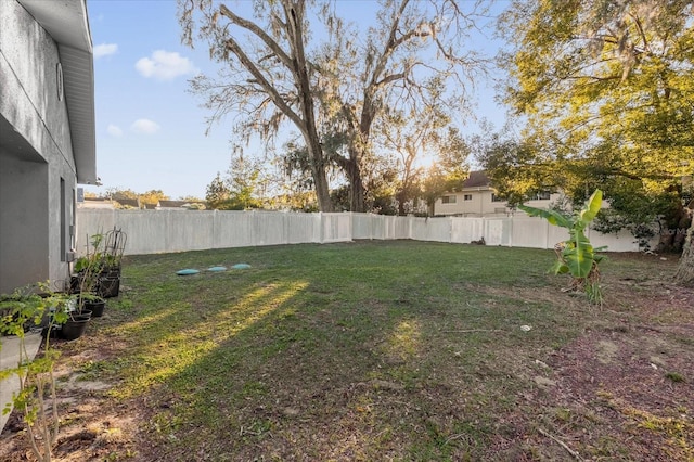 view of yard featuring a fenced backyard