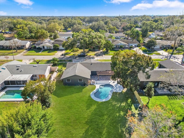 bird's eye view with a residential view