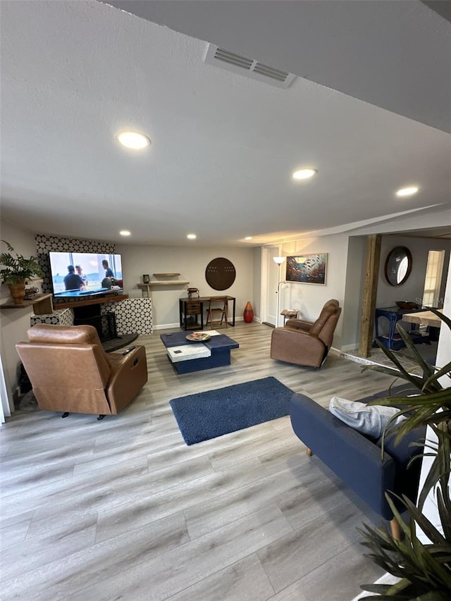 living room with hardwood / wood-style floors