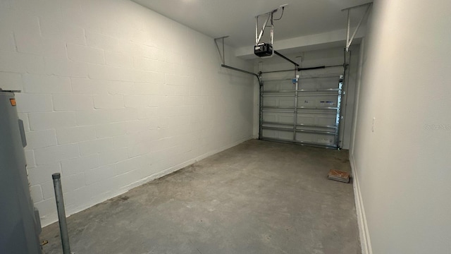 garage featuring a garage door opener and gas water heater