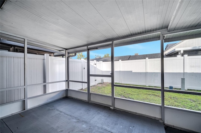 view of unfurnished sunroom