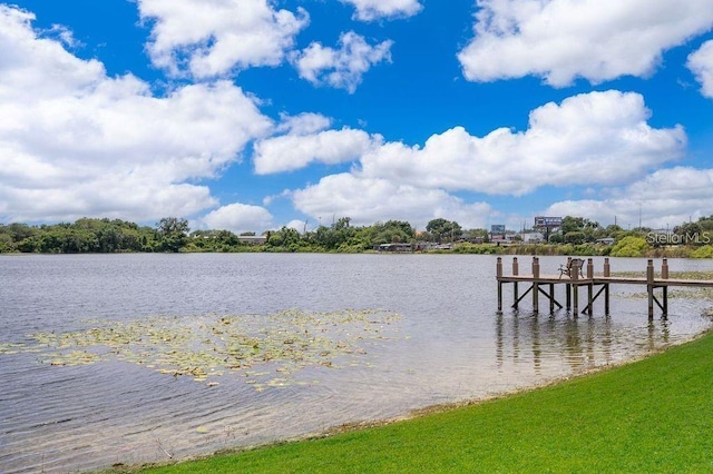 view of dock featuring a water view