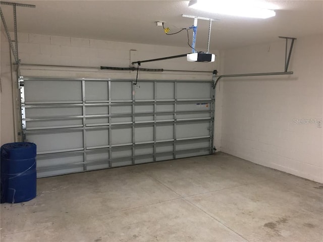 garage with a garage door opener