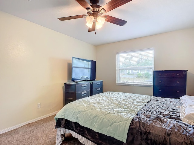 bedroom featuring carpet and ceiling fan