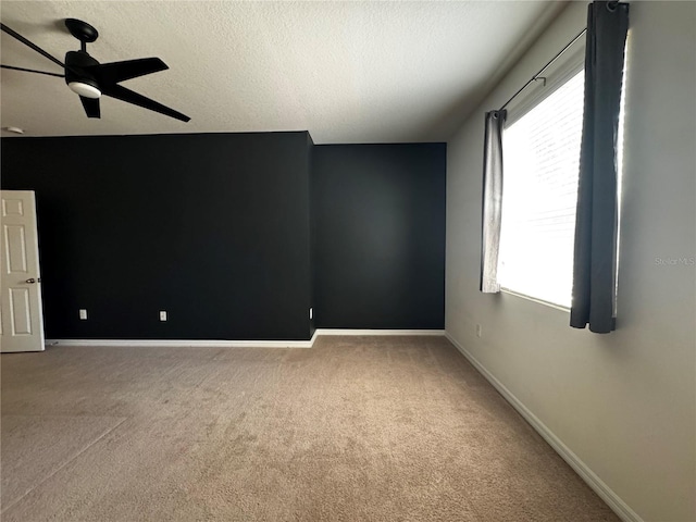 1570 Fox Grape Loop, Lutz, FL 33558 - empty room featuring a textured ceiling, ceiling fan, a healthy amount of sunlight, and carpet