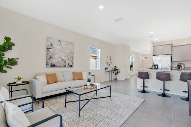 view of tiled living room