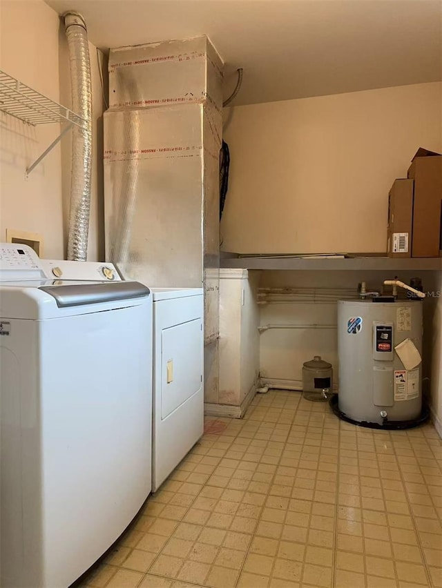 laundry area featuring washer and clothes dryer and water heater