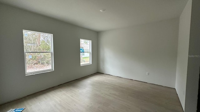 empty room featuring light hardwood / wood-style floors and plenty of natural light