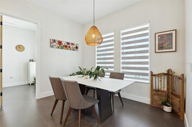 3705 Ridge Run Dr, Minneola, FL 34715 - dining space featuring baseboards and dark tile patterned flooring