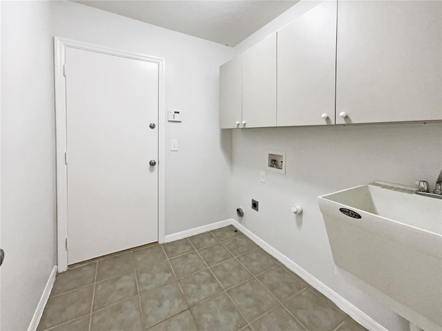 laundry area featuring washer hookup, hookup for an electric dryer, cabinets, and sink